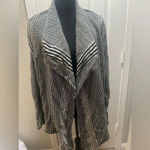 Black and White Open Sweater Size Large